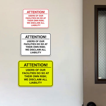 Signs ByLITA Classic Framed Attention! Users of our facilities do so at their own risk; we disclaim all liability Door or Wall Sign Easy Installation | Warning Health & Safety | Office & Venues